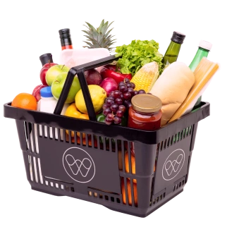 Grocery basket of locally sourced produce with the Watermelon logo